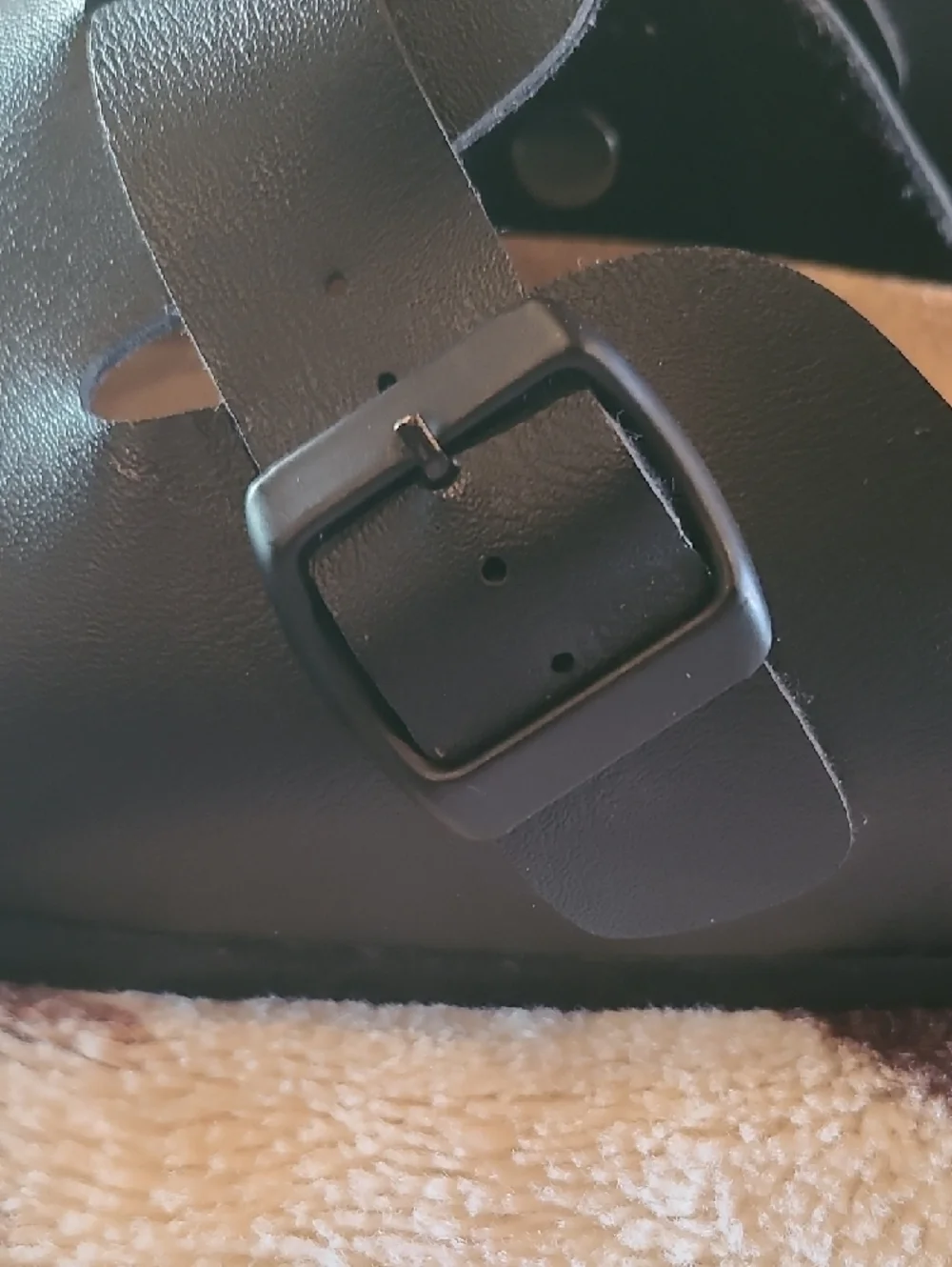 Classic Black Leather Slip-On Mules with Adjustable Buckle - Picture 7 of 7